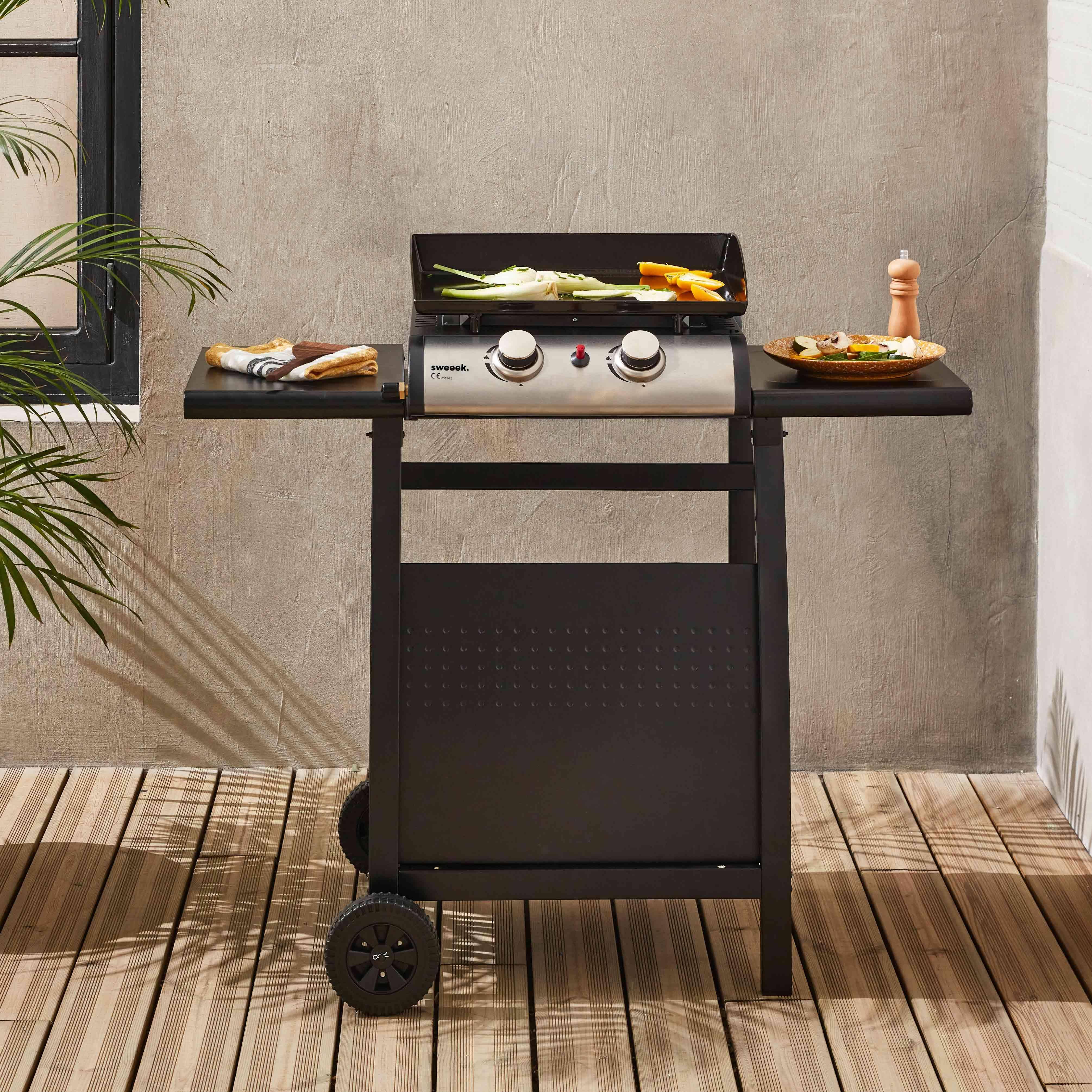 Porthos - Plancha de gas 2 quemadores 5kW con carrito