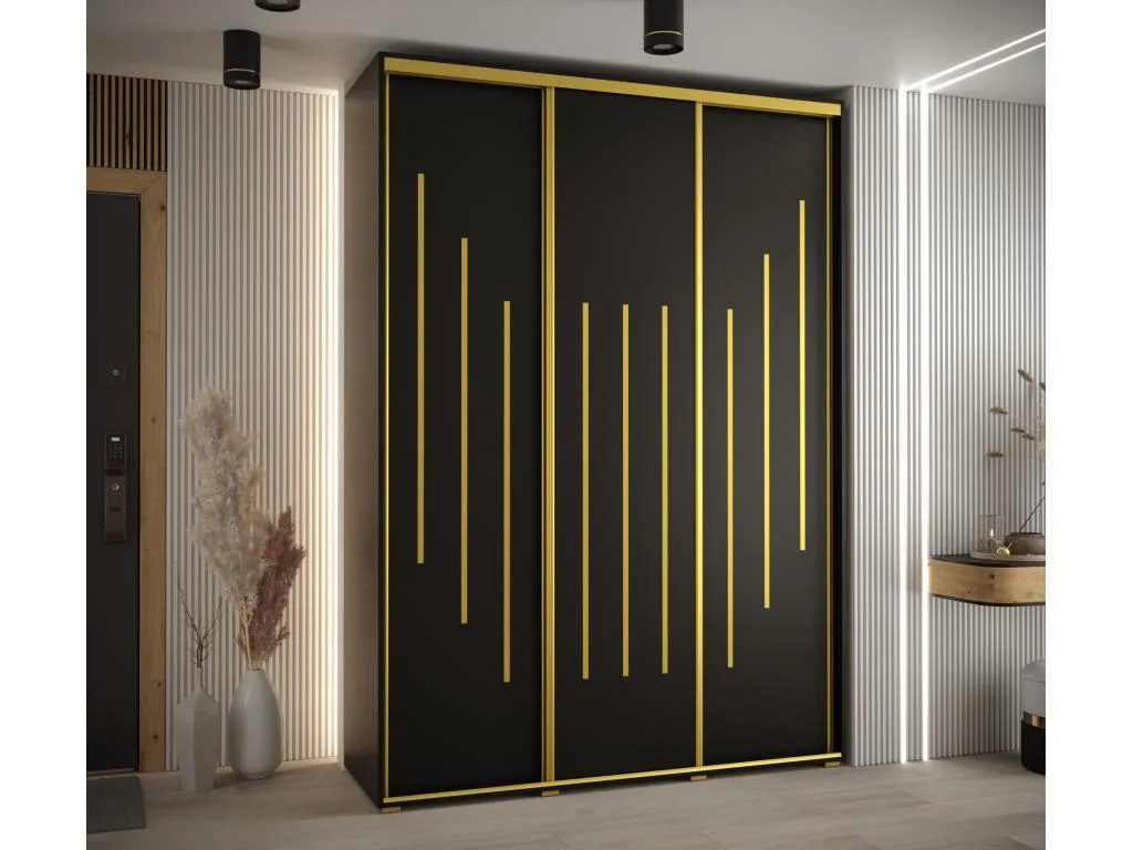 ARMARIO Micasacool 8 DE PUERTAS CORREDERAS 235.2/170/45 3 puertas (Negro/Negro/Oro)