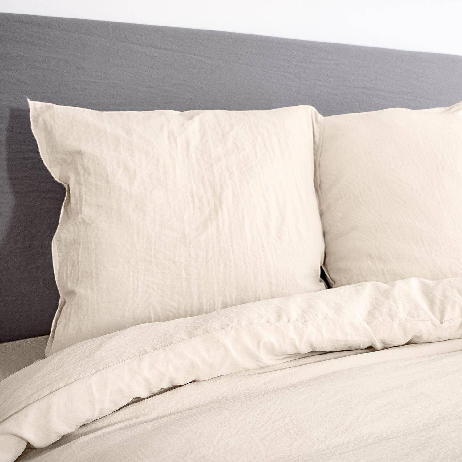 Luna - Ropa de cama de microfibra lavada color arena, 2 plazas
