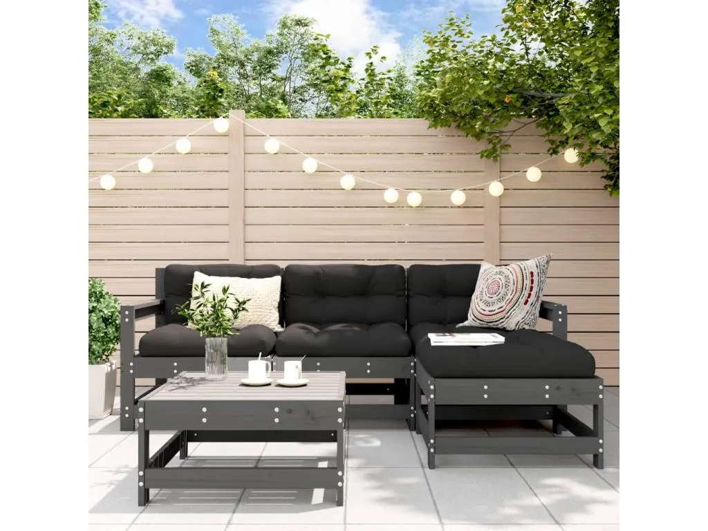 Juego de sofás de jardín 5 piezas Luxmbls maciza de Luxmbls gris ZPQK49366