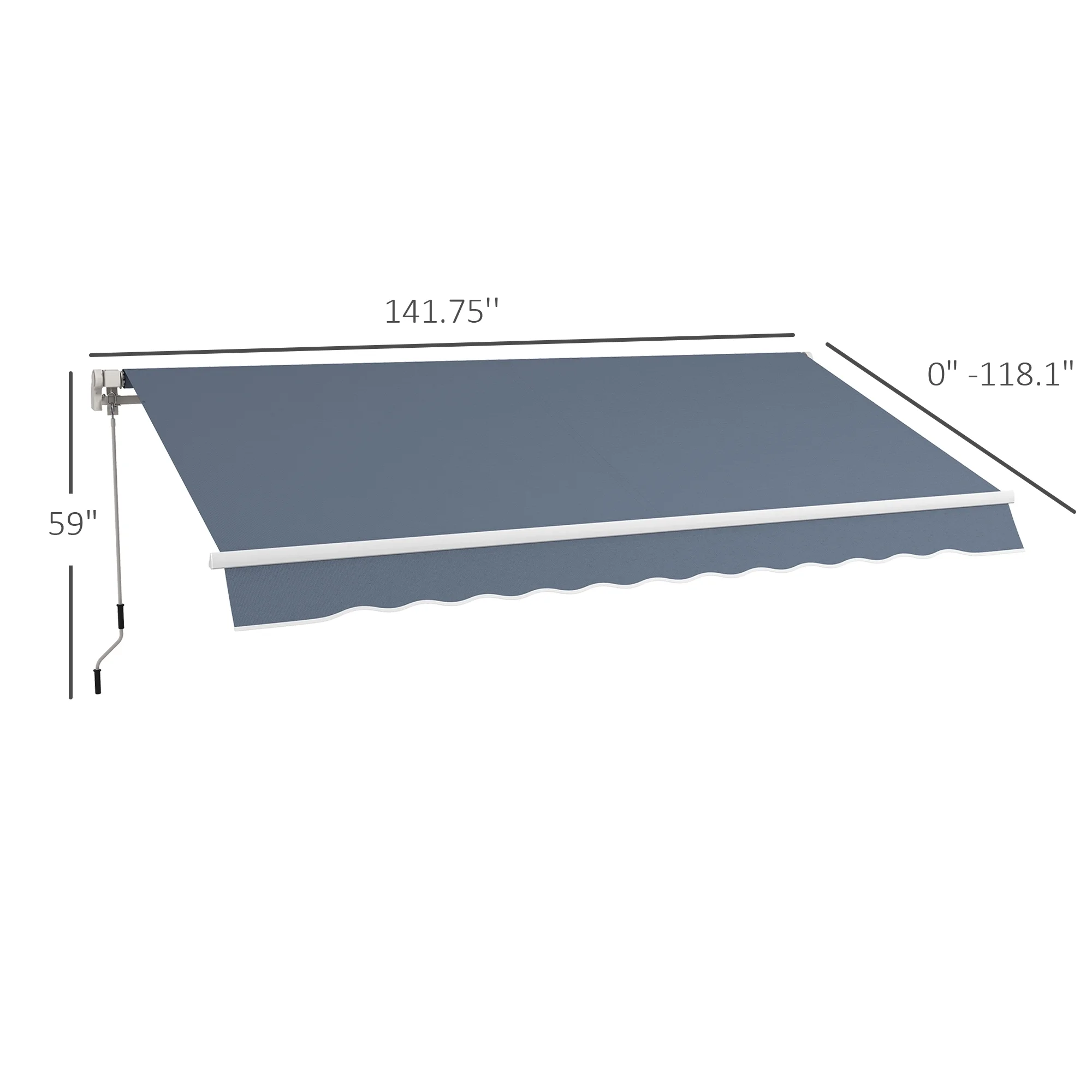 Outsunny 12' x 10' Manual Retractable Awning Outdoor Sunshade Shelter for Patio, Balcony, Yard, with Adjustable & Versatile Design, Beige and White - Image 47
