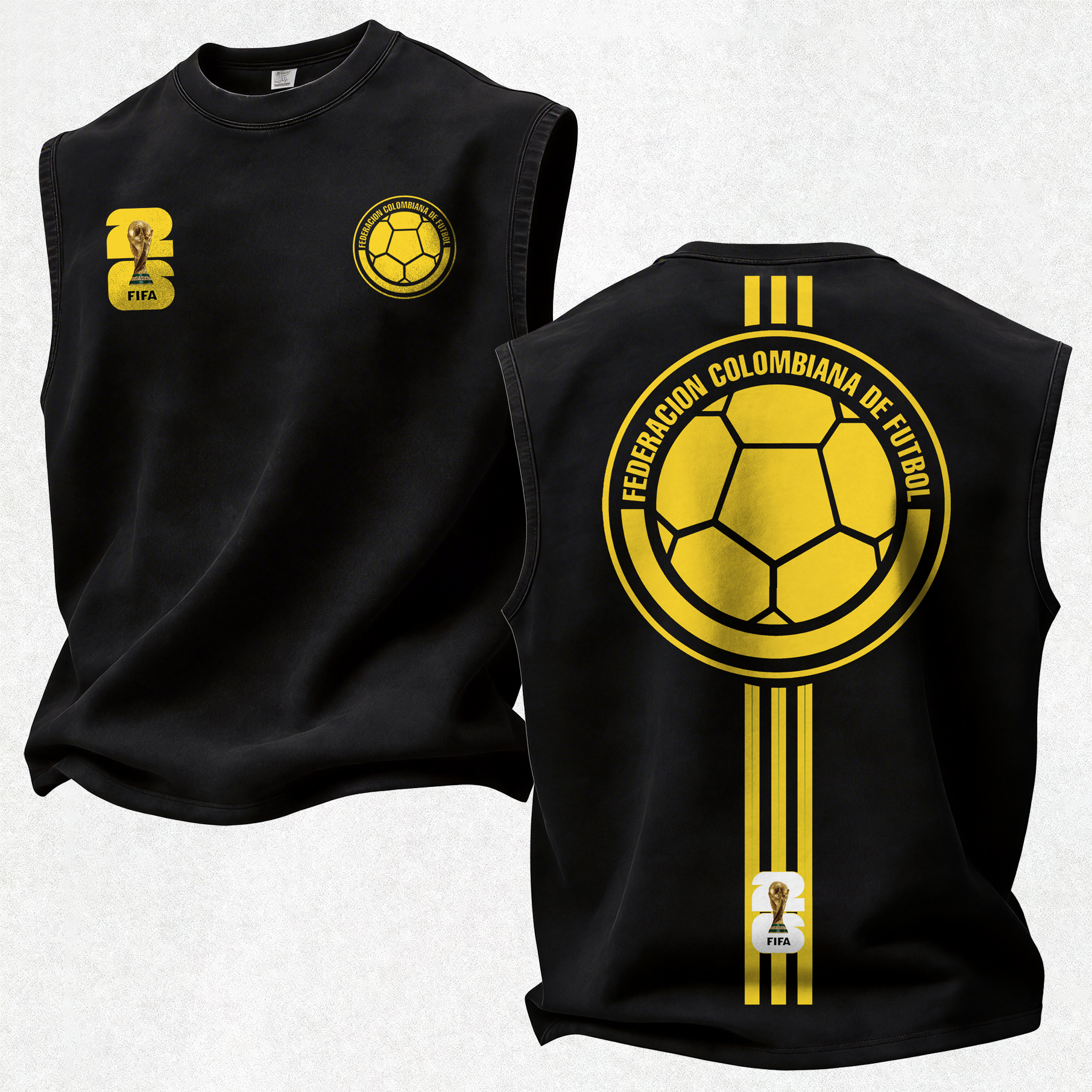Golden Soccer Graphic Print Men's Tank