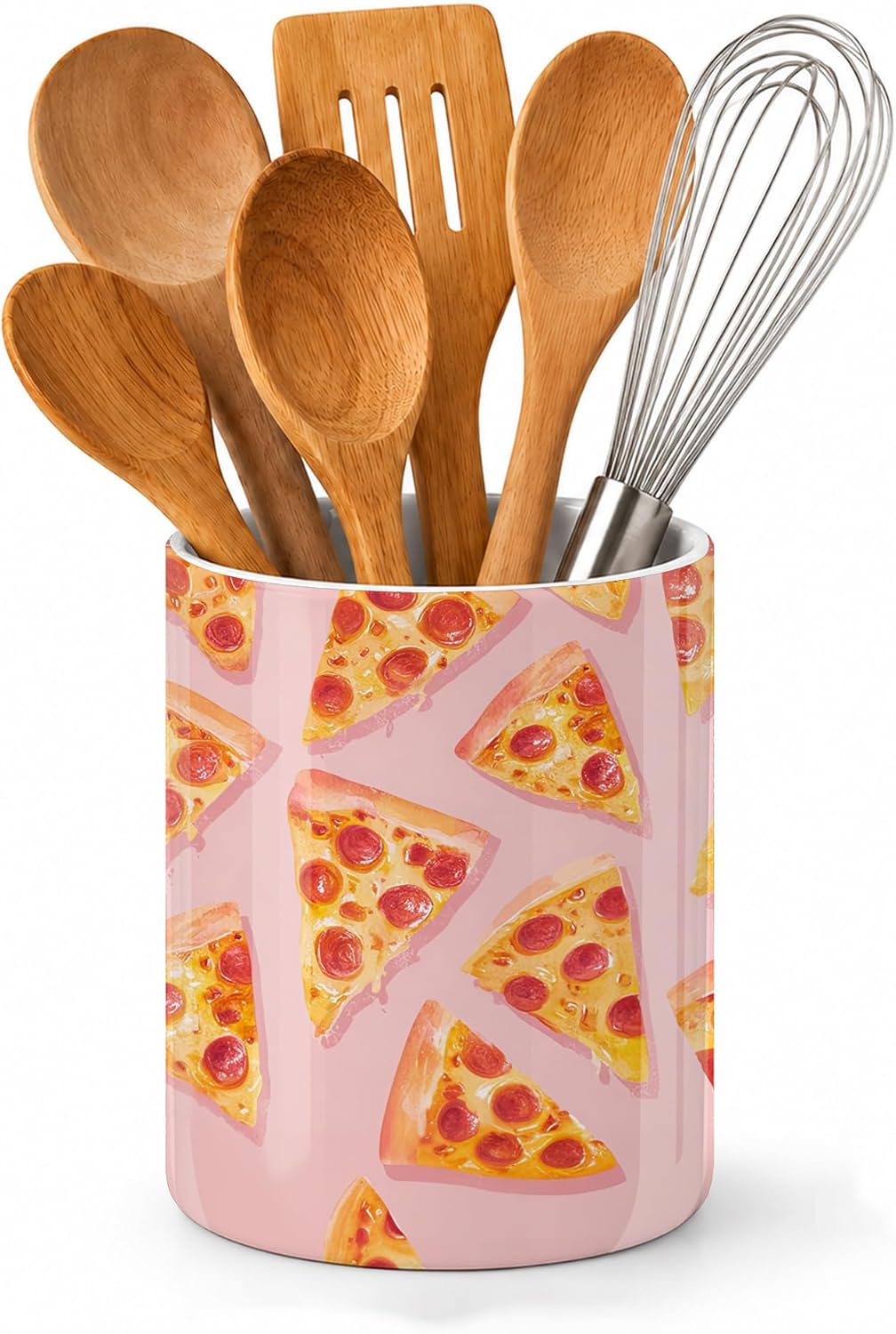 Japanese Waves Kitchen Utensil Holder,Sunrise Cherry Blossoms Ceramic Utensil Crock for Countertop,Cooking Tools Storage jar for Spatulas and Spoons,Housewarming Gifts 6.3