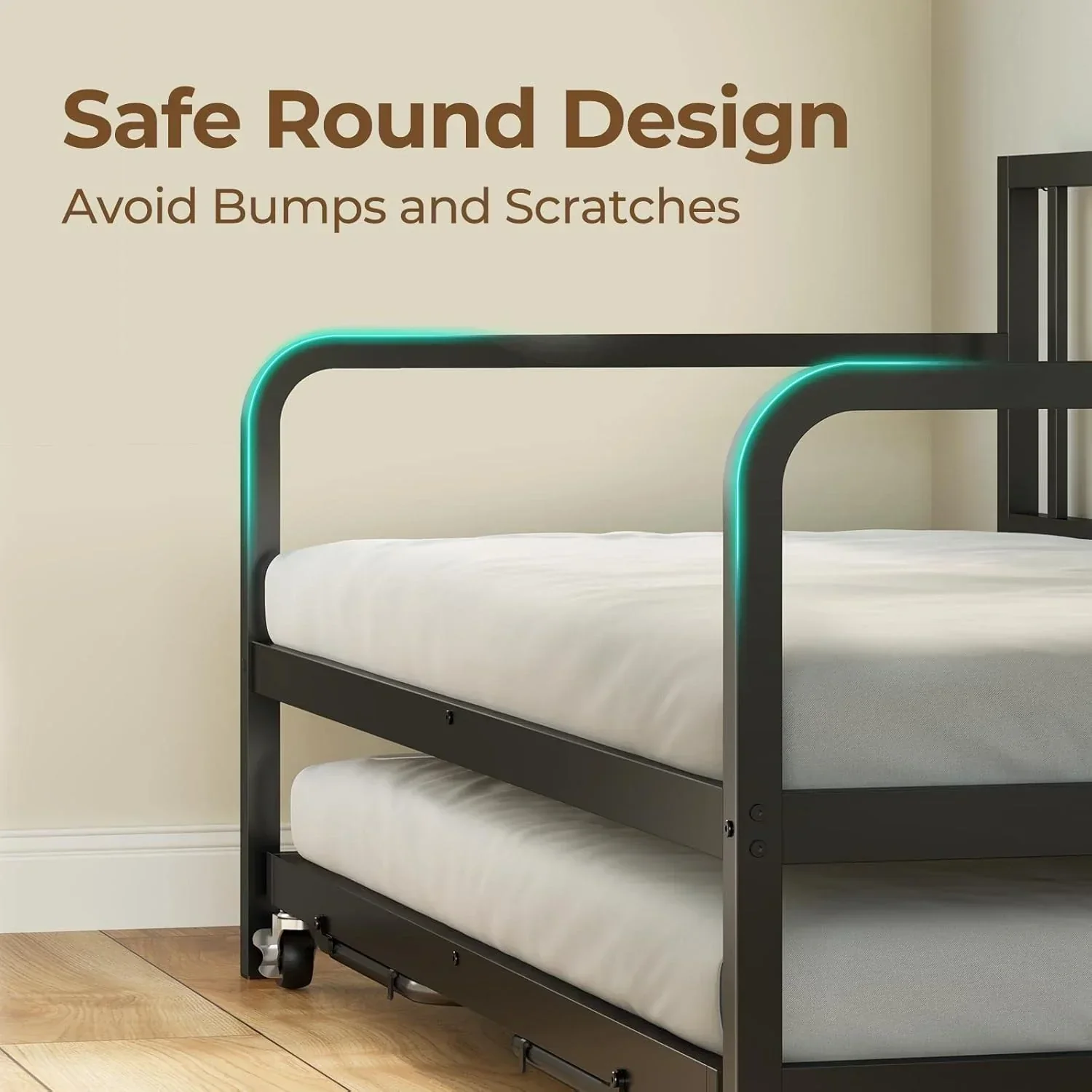 Rolanstar Daybed with Charging Station and LED Lights Height Adjustable Twin Daybed