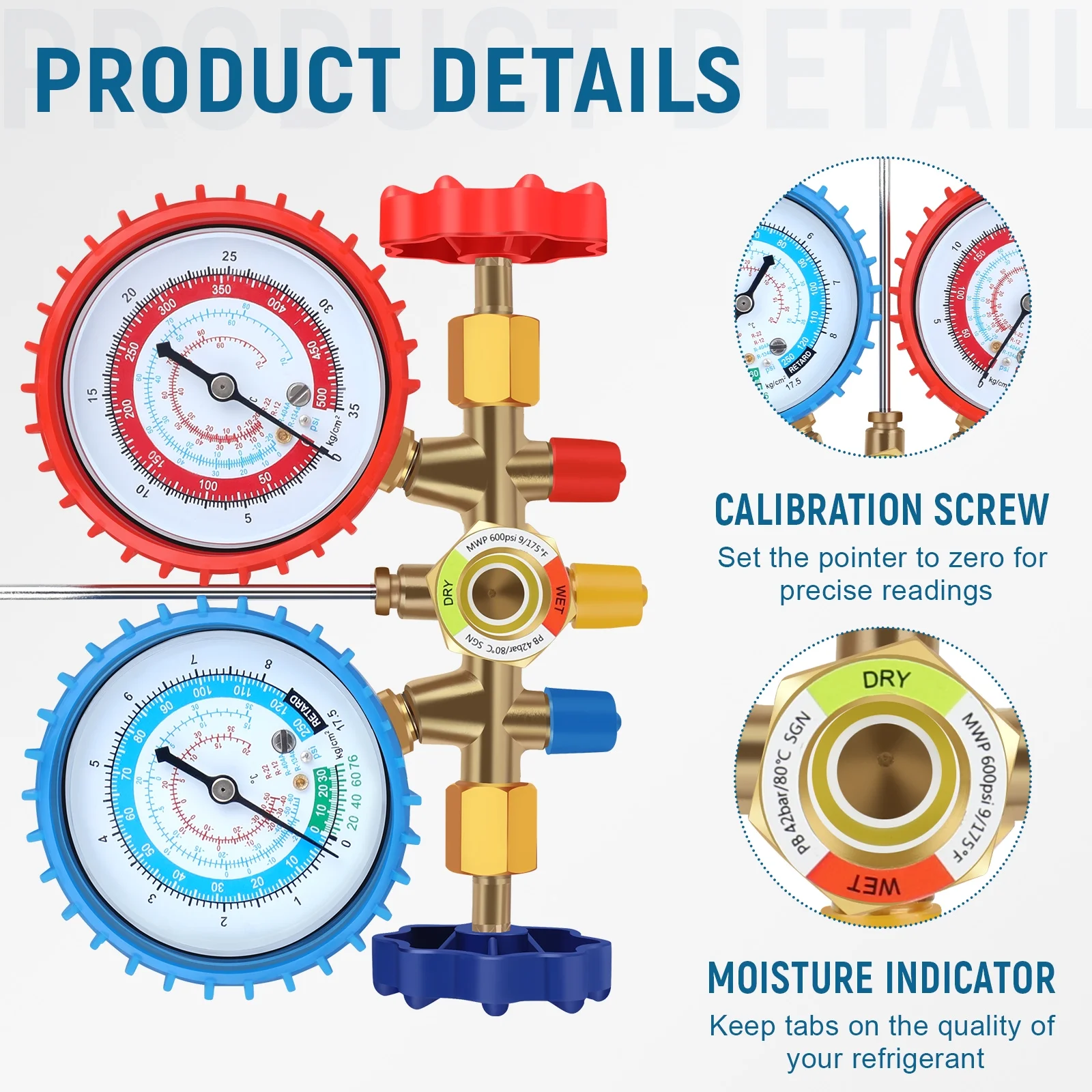 4 CFM AC Vacuum Pump and Gauge Set, for Mini Split/HVAC/Auto Systems,Manifold Gauge Kit Compatible with R134a R12 R22 R502, with R134a Can Tap - Image 7