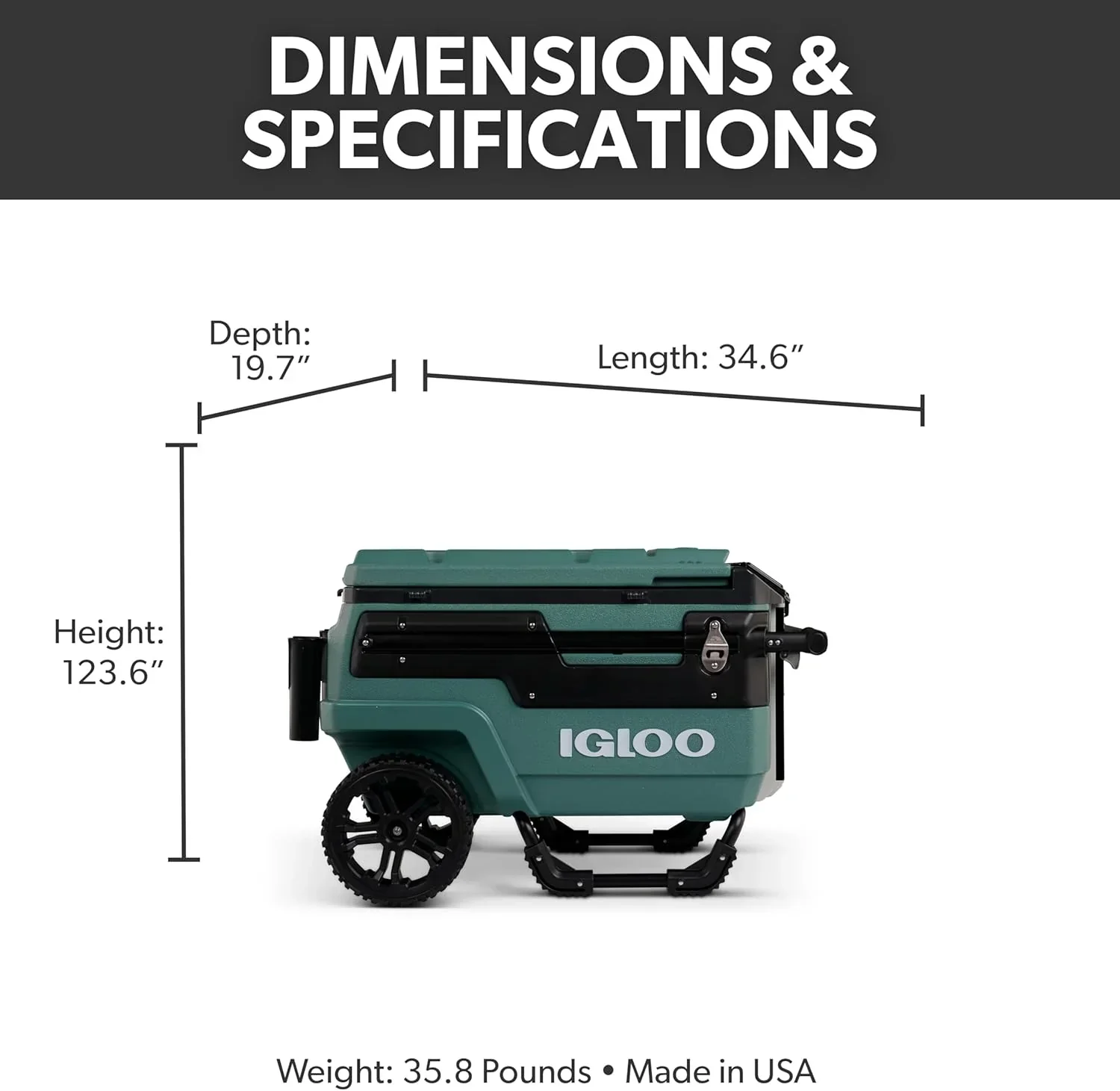 70Qt Wheeled Cooler Insulated Hard Shell Ice Chest