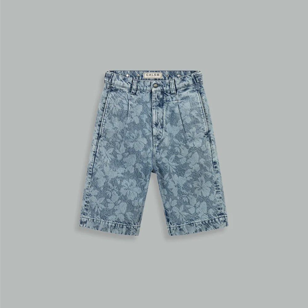 Caleb - Short Moon Hibiscus - Bleu Denim