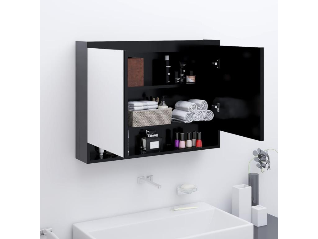 Armario de baño con espejo MDF gris antracita 80x15x60 cm