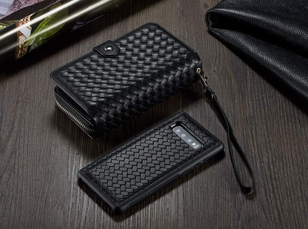 SAMSUNG Weave Texture Zipper Wallet Magnetic Detachable 2 In 1 Case