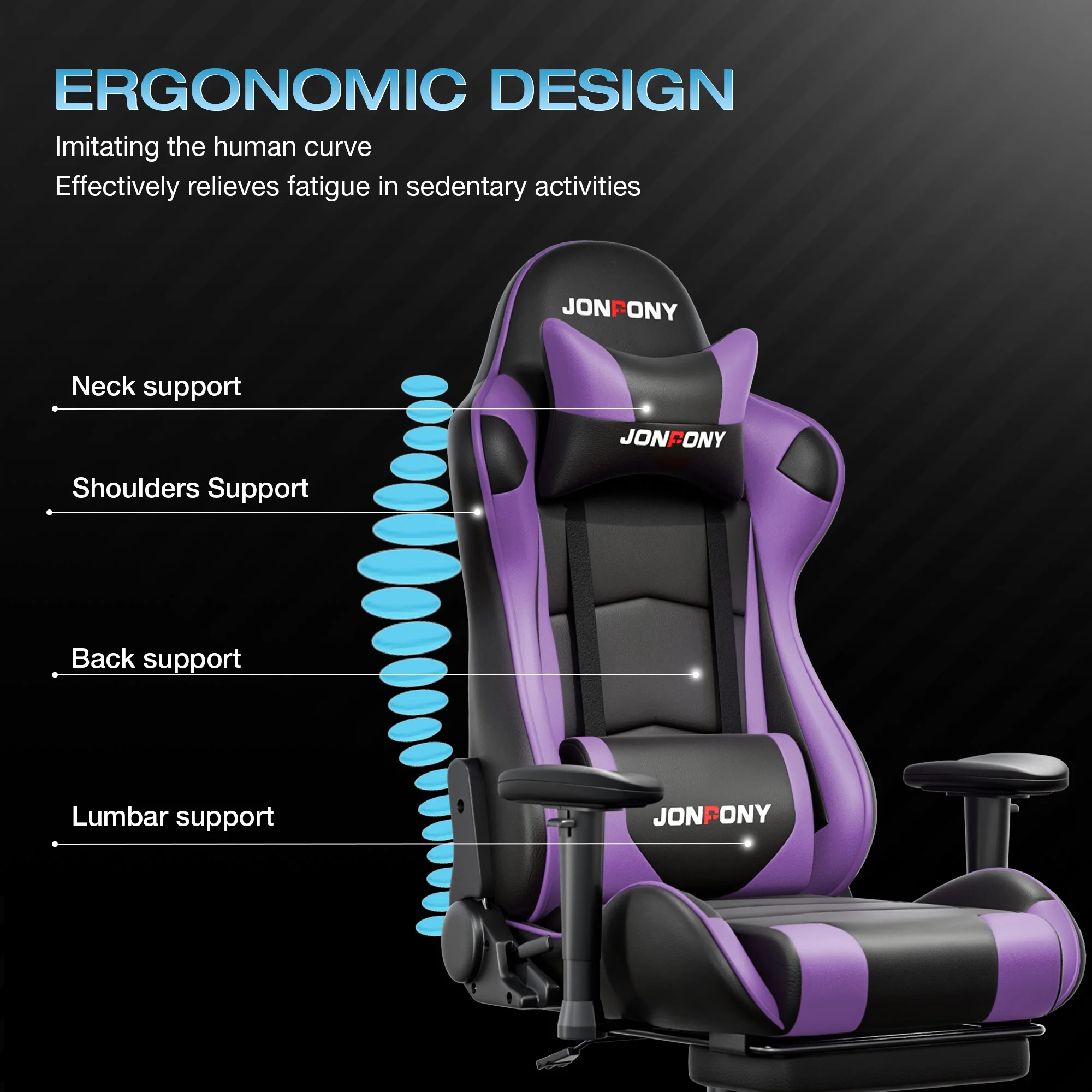 JONPONY Big and Tall 500LBS Gaming Chair, Ergonomic Design, Gamer Chair PU Leather with Footrest and Lumbar Support, High Back Office Chair Support 8 Hours Long Sitting,Red Computer Chair,Red - Image 42