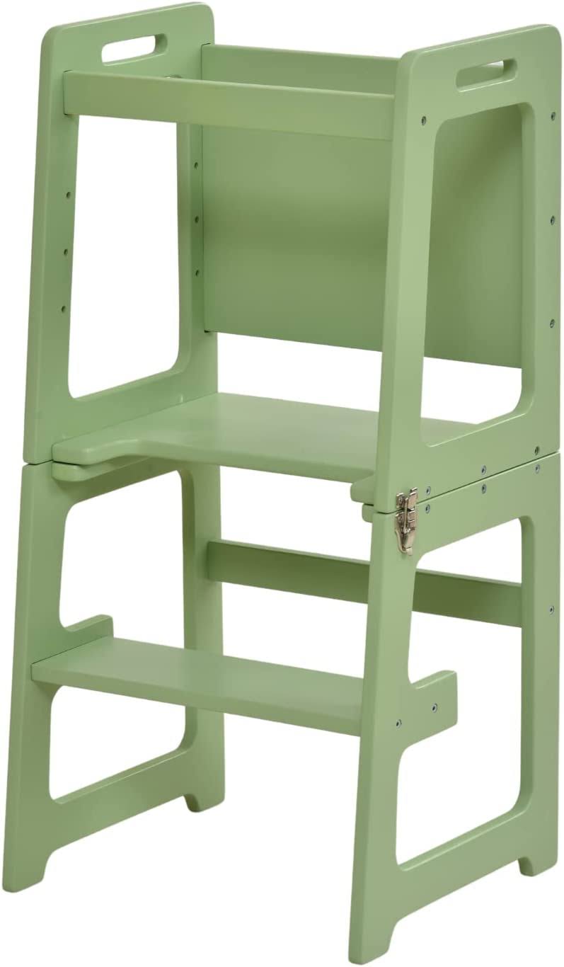 Avenlur Date - Wood Step Stool, Desk and Chalkboard - Green(Green)