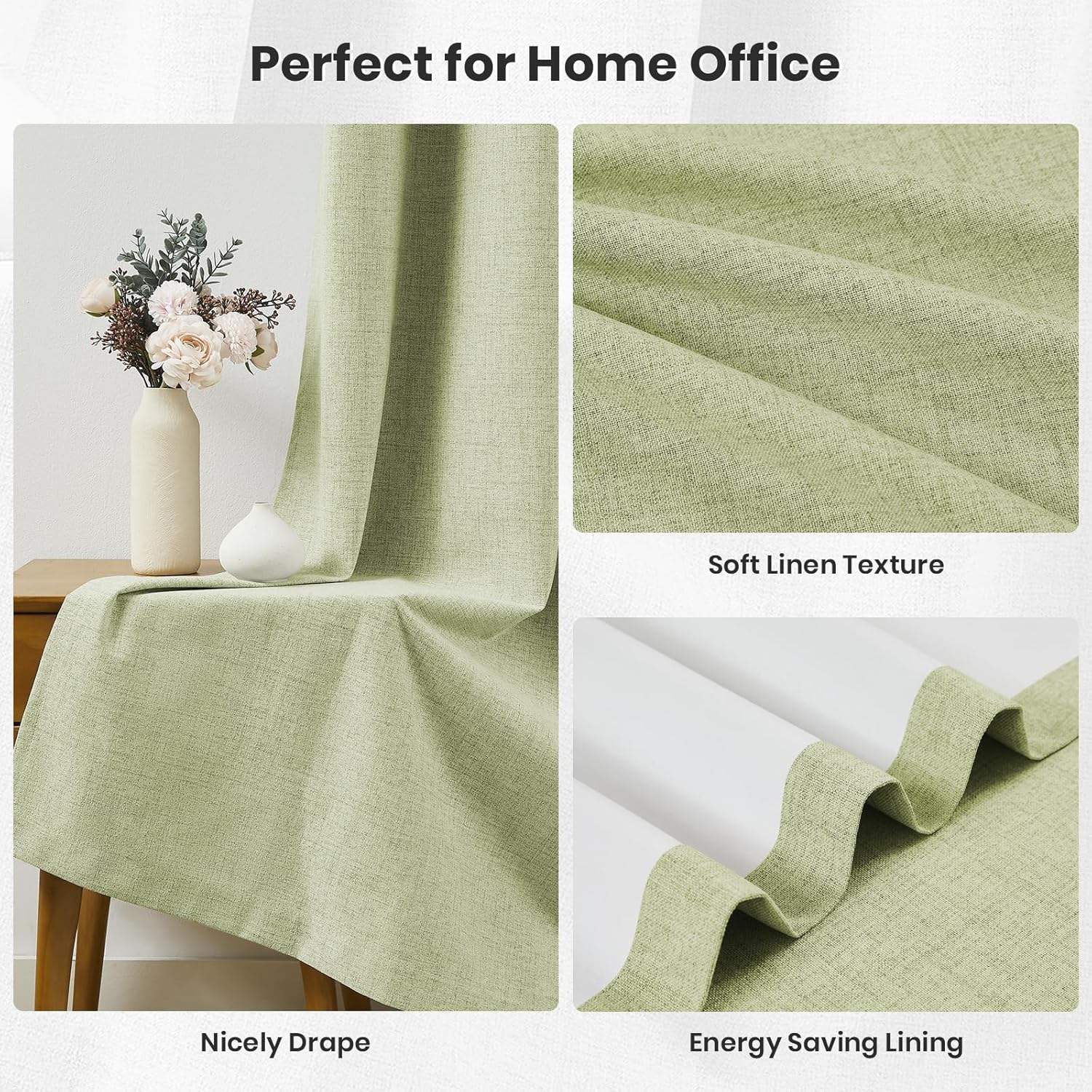 Modern Blackout Window Curtains Linen Texture Thermal Insulated For Bedroom Living Room