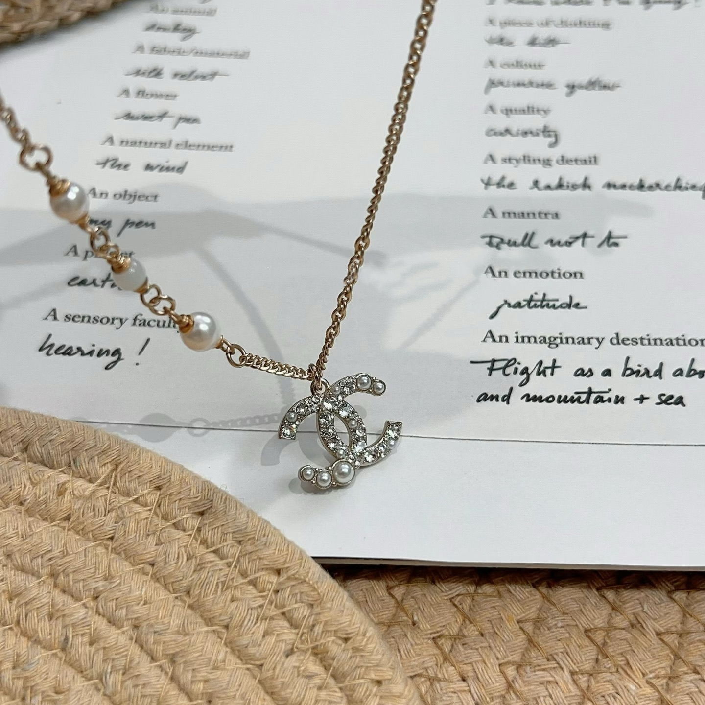 Chanel Pearl Paved CC Pendant Necklace - Original Replica Club