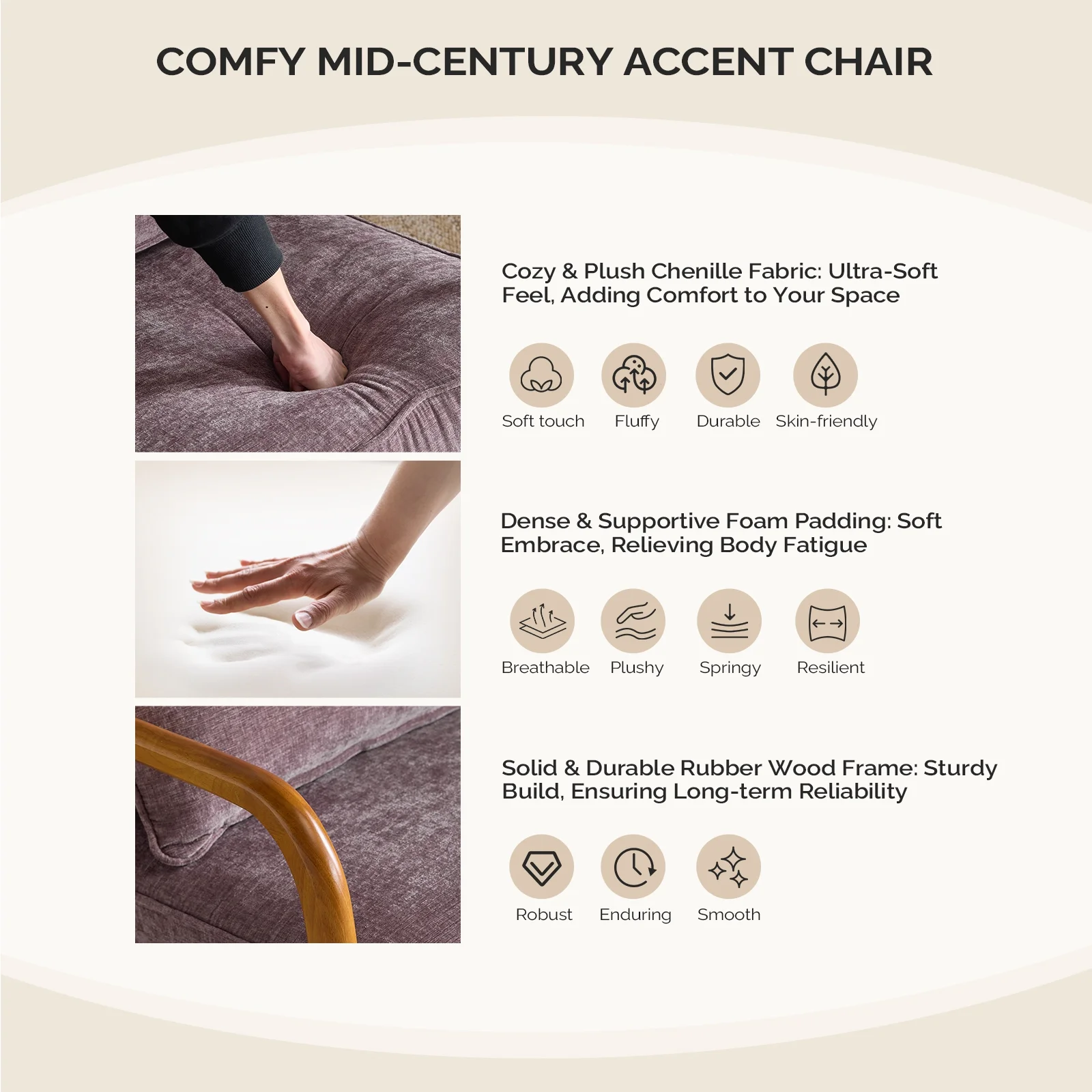 Ktaxon Accent Chair Corduroy Upholstered Armchair, Reading Club Chair with Pillow and Solid Wood Frame for Living Room Bedroom Furniture Off White - Image 47