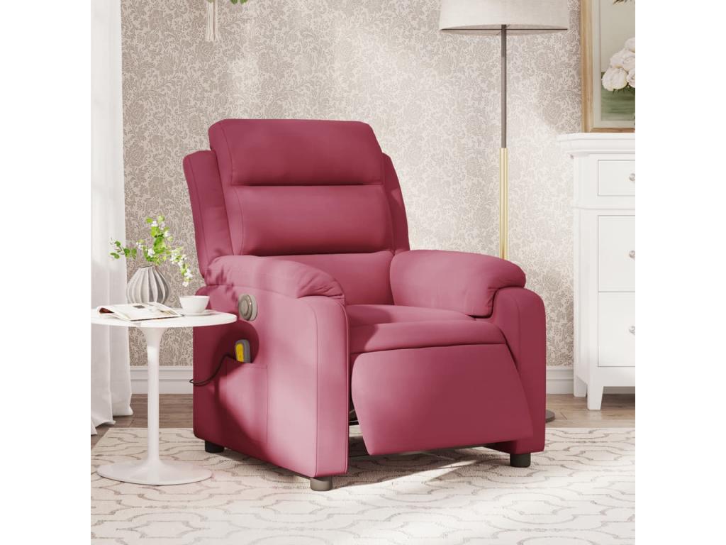 Sillón reclinable de masaje eléctrico terciopelo rojo tinto
