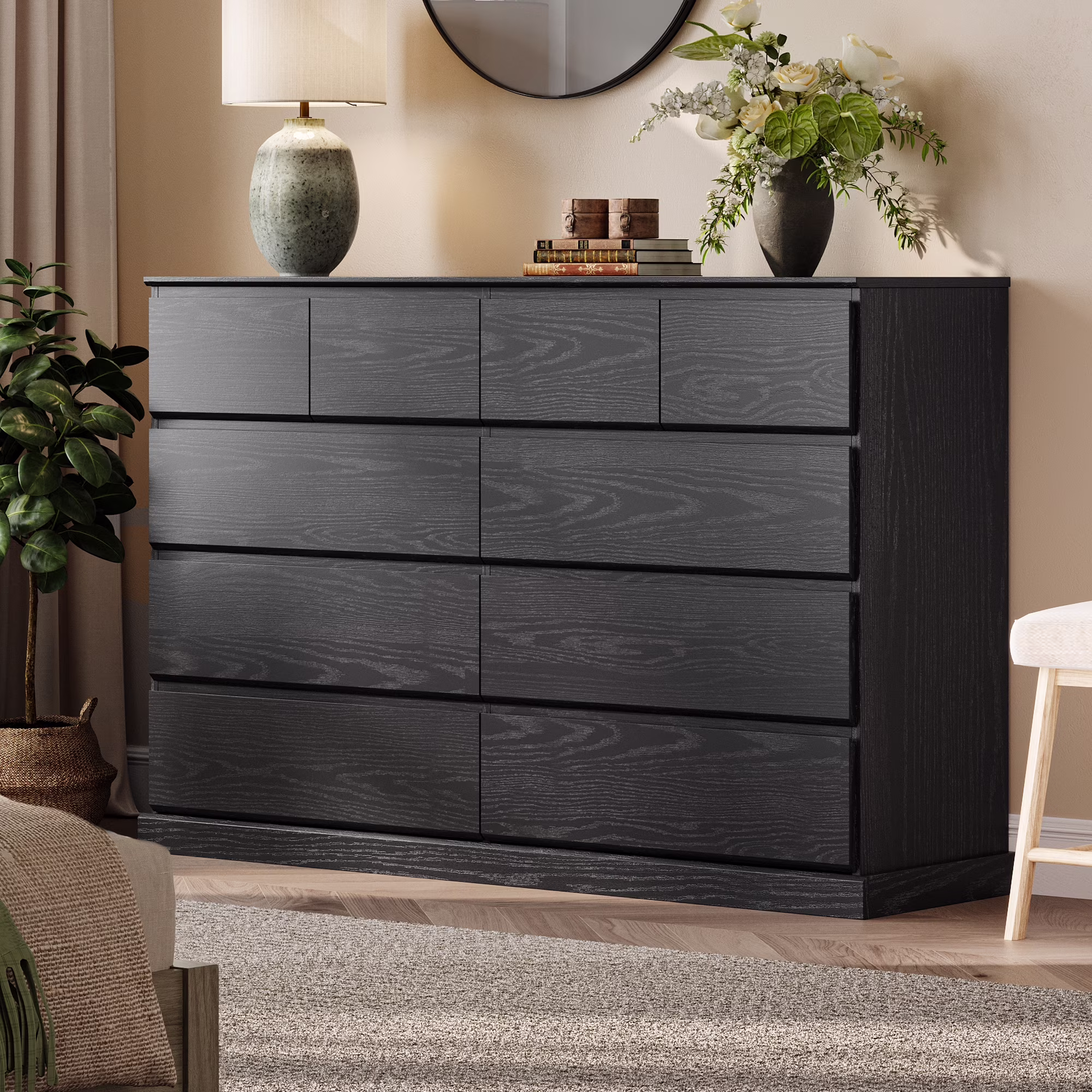 Linsy Home Modern Wood Dressers for Bedroom, Wide Chest of 9 Drawers, White - Image 3