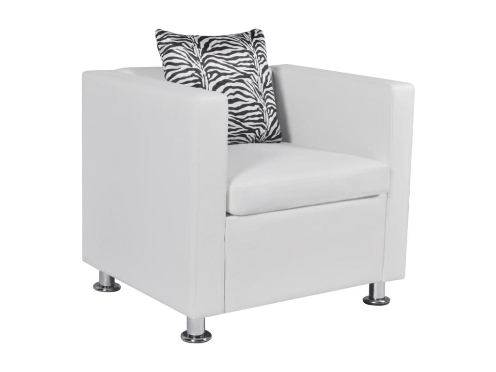 Sillón de cuero sintético blanco