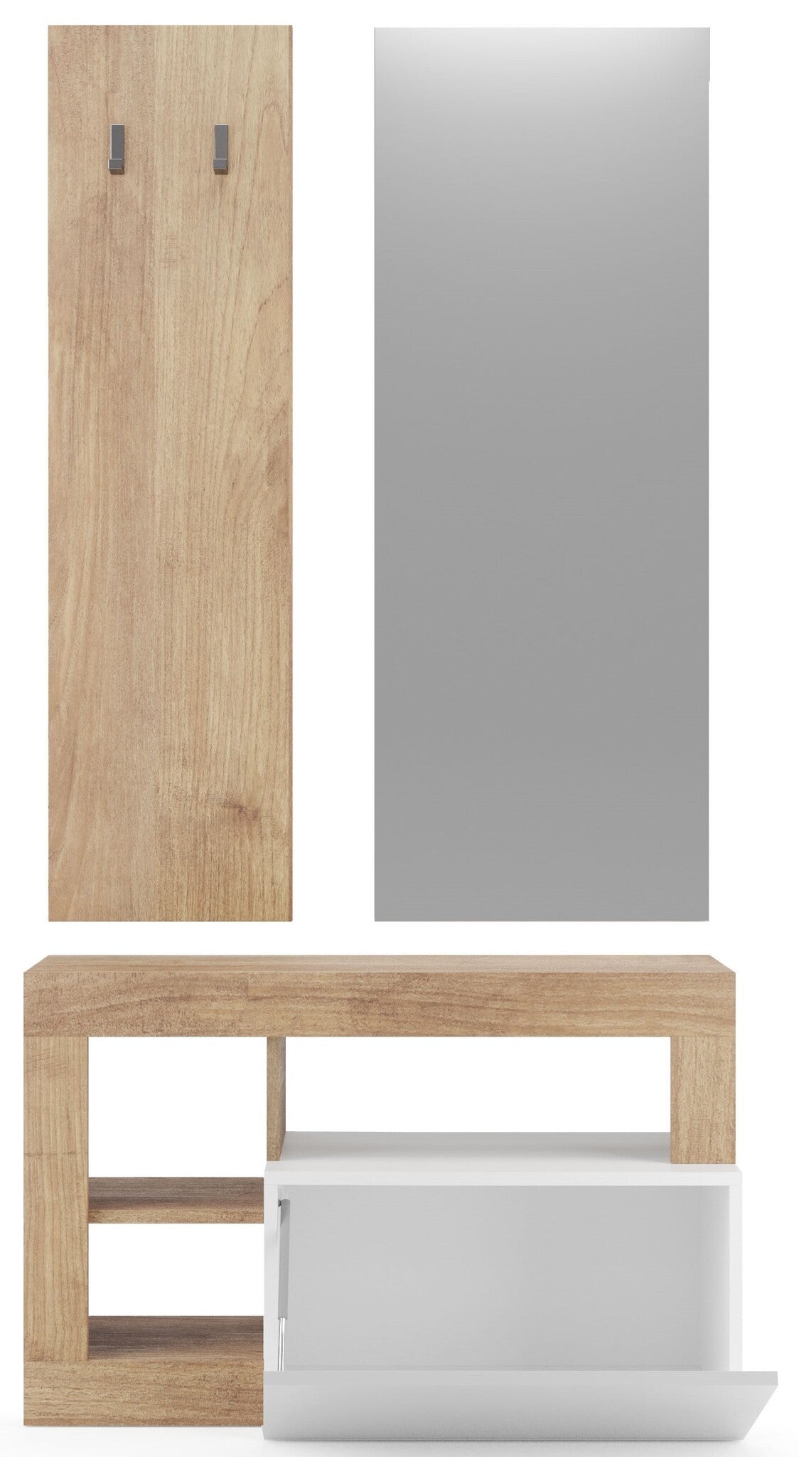 Benvenuto Design Hamburg Hoogglans Wit   Kadiz Eiken Halmeubelset