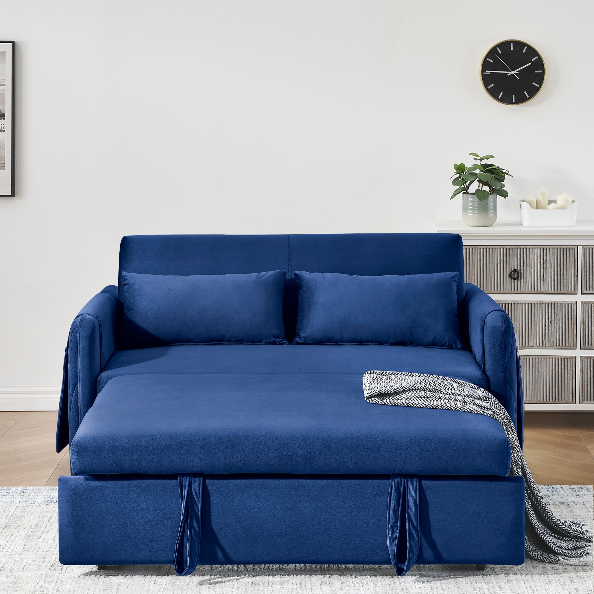 Convertible Sofa Bed,3 in 1 Sleeper Sofa with 2 Pillows and Adjustable Backrest for Living Room Office,Black - Image 31