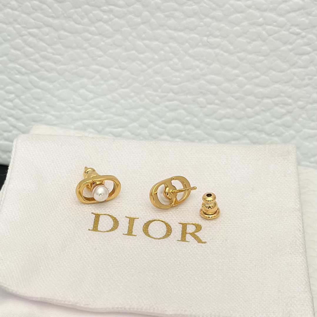Dior Pearl Paved CD Stud Earrings - Original Replica Club