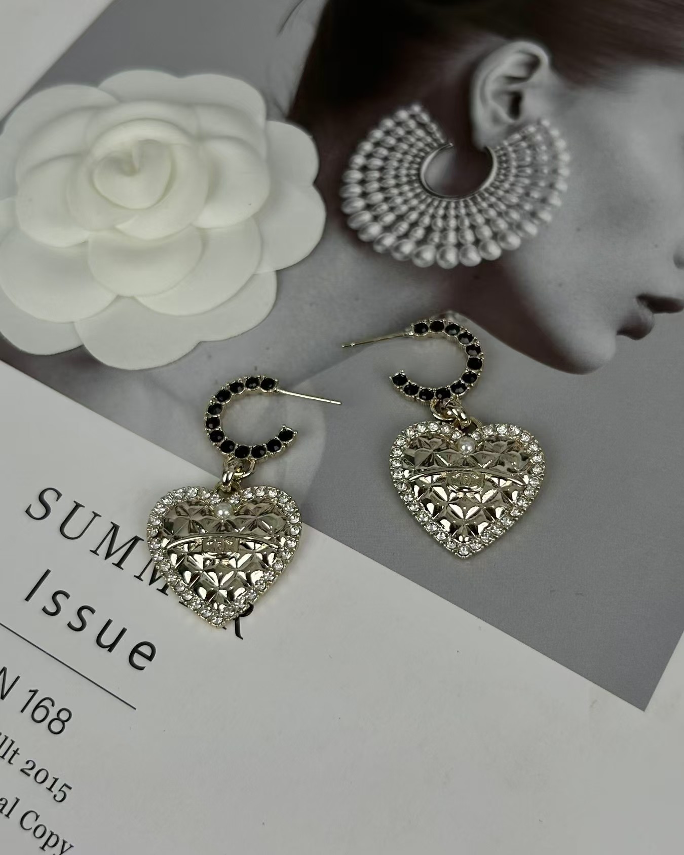 Chanel Hoop with Heart Dangle Earrings - Original Replica Club