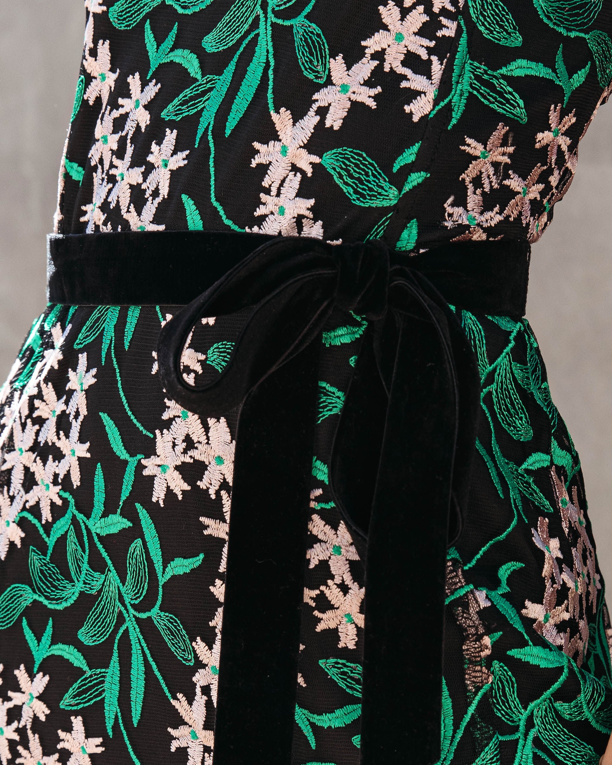 Midnight Paradise Strapless Floral Embroidered Midi Dress - Green - Se7enfashion
