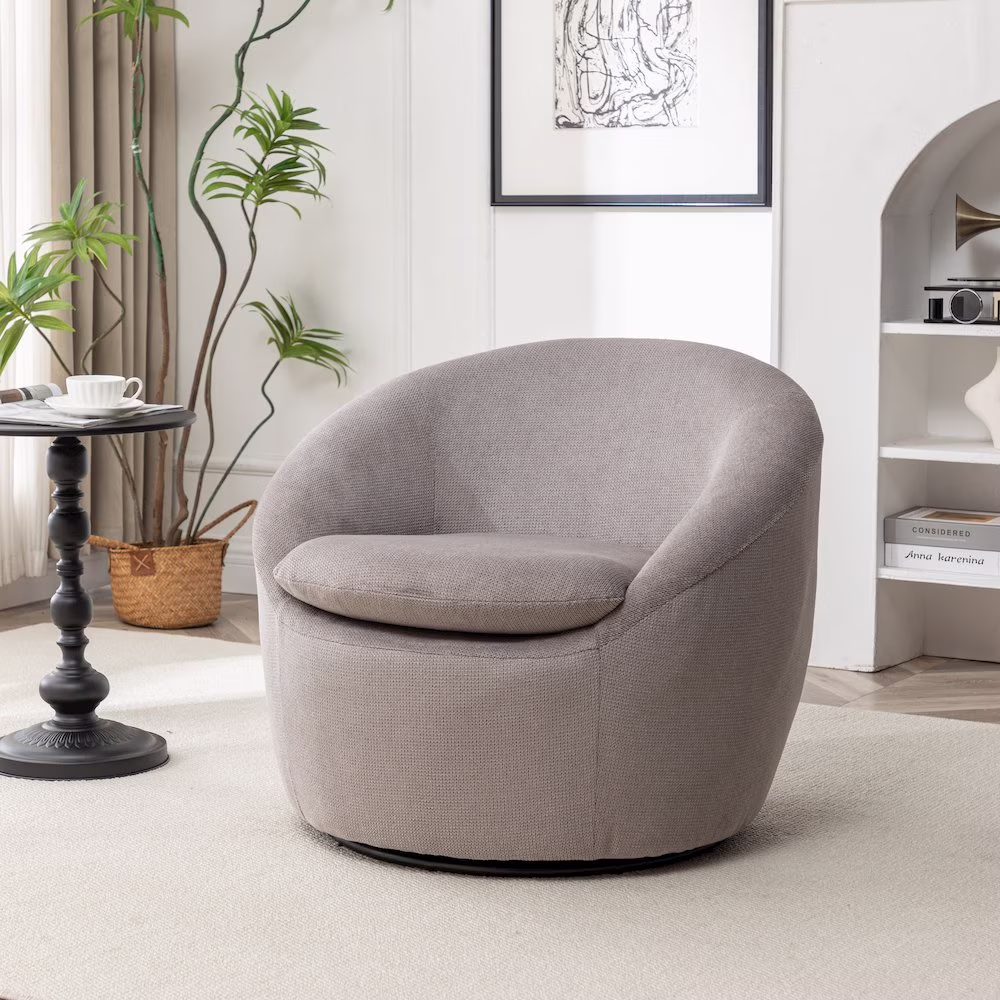 Roundhill Furniture Winnie Modern Barrel Chair, 360- Swivel - Image 3