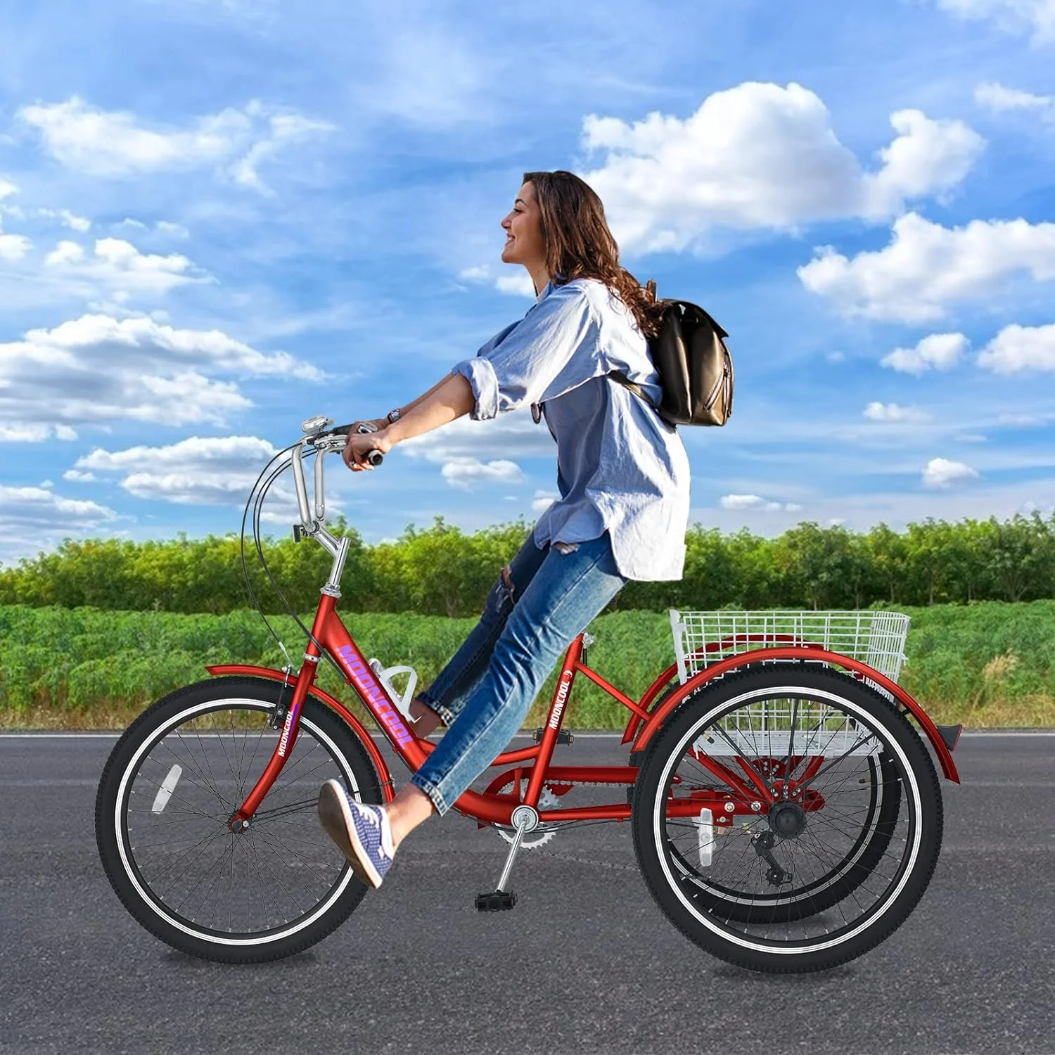 FICISOG 7 Speed Adult Tricycle for Women, 20/24/26 Inch Adult Trike with Basket, 3 Wheel Bikes for Adults Seniors, Cruise Trike for Shopping Picnic - Image 14