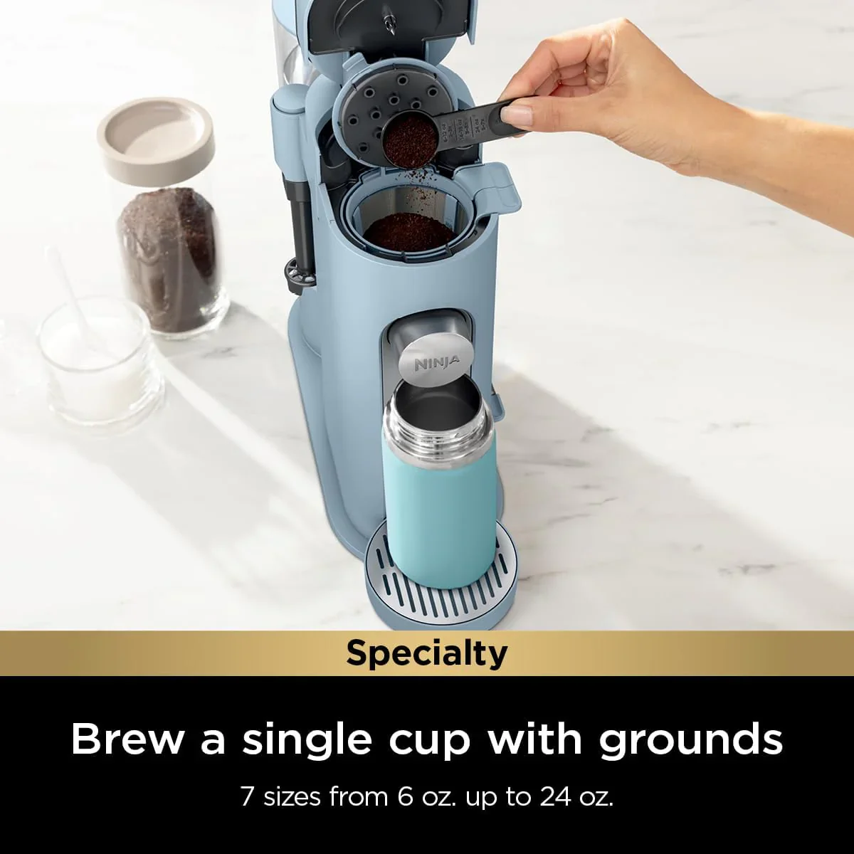 Ninja Coffee Maker Single Cup Brews with pods and grounds K-Cup compatible 4 brewing methods