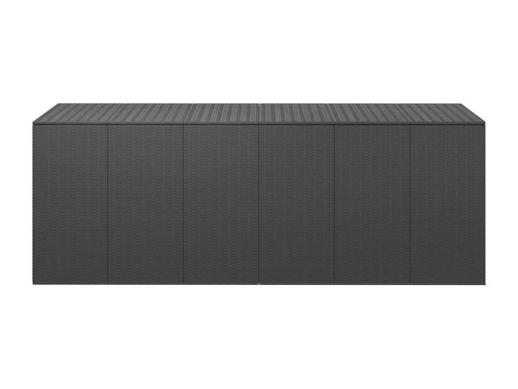 Caja para cojines de jardín Mimbre de resina 291x100,5x104 cm Negro