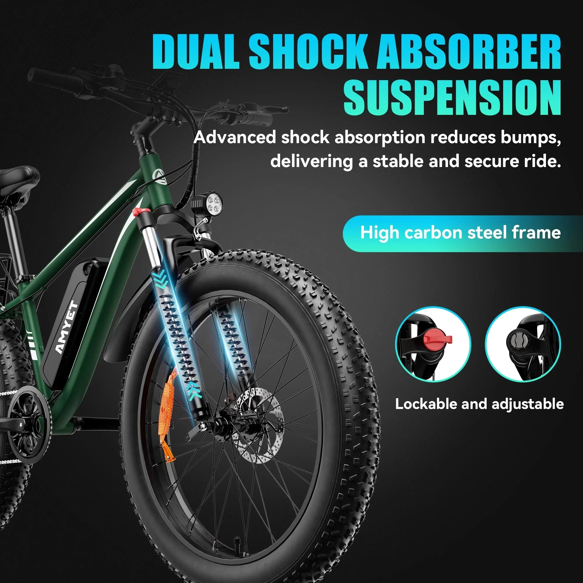 AMYET 26 x 4 Fat Tire Electric Mountain Bike, 48V 15Ah, 7-Speed - EB26 - Image 29 AMYET 26 x 4 Fat Tire Electric Mountain Bike, 48V 15Ah, 7-Speed - EB26 - Image 29
