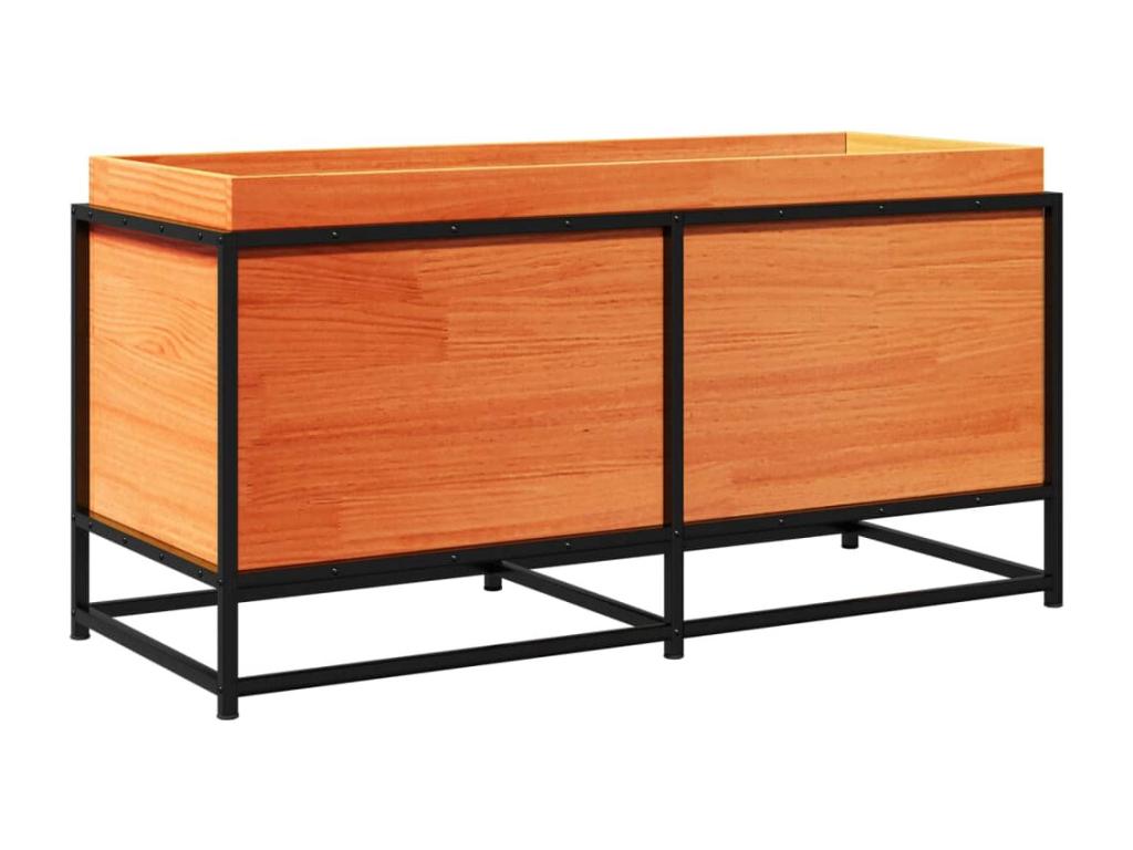 Jardinera de madera maciza pino marrón cera 100x40x50 cm