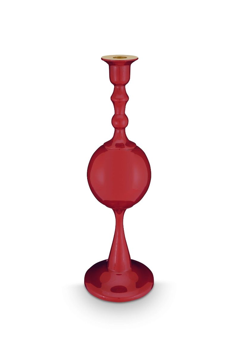 Candle Holder Metal Sphere Dark Red 37cm
