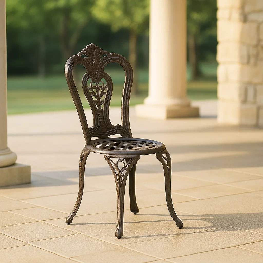 Silla de comedor de exterior,bronce,aluminio fundido,adecuado para jardín,50x50x88 cm