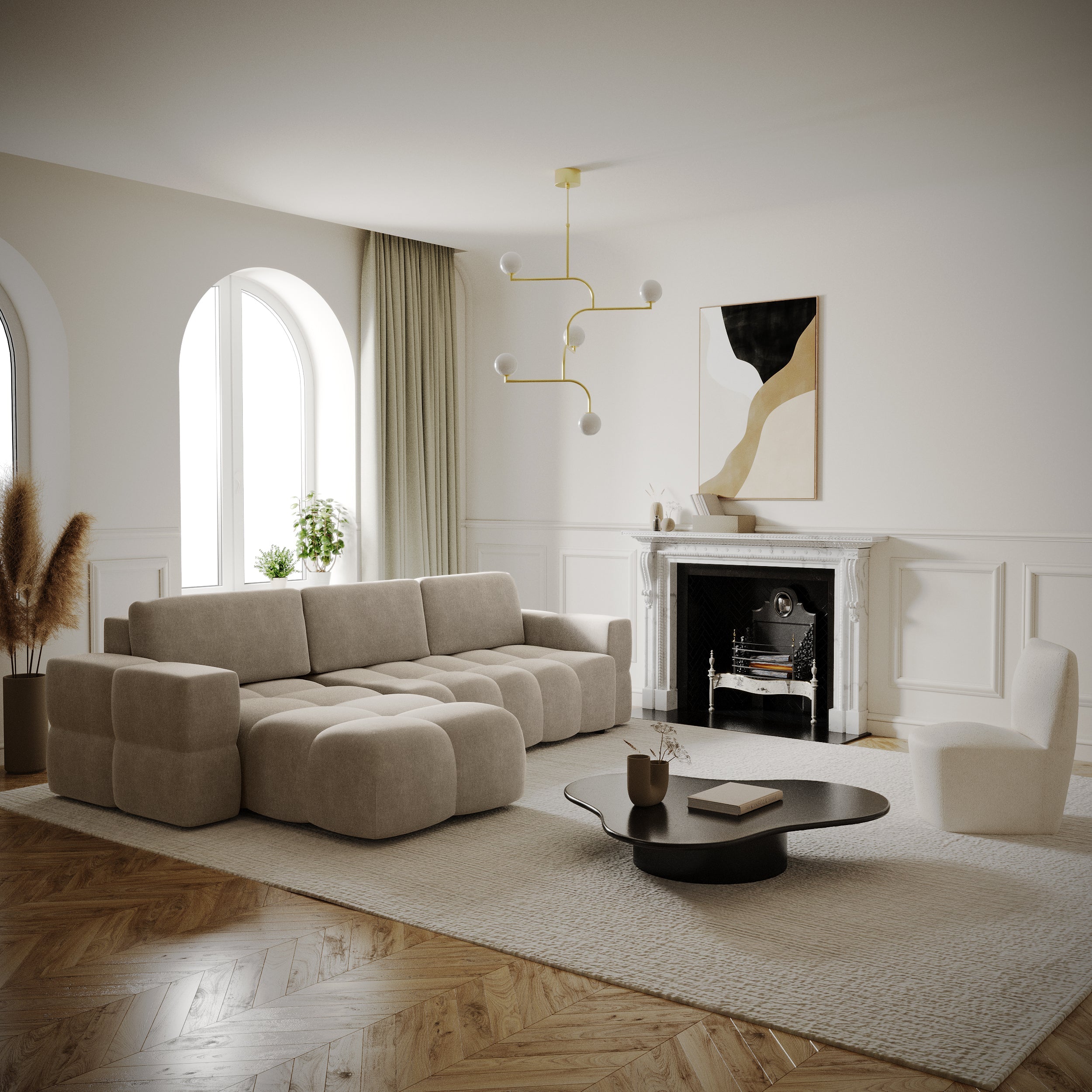 Hoekbanken links GABRIEL 5 personen Fluweel Mol