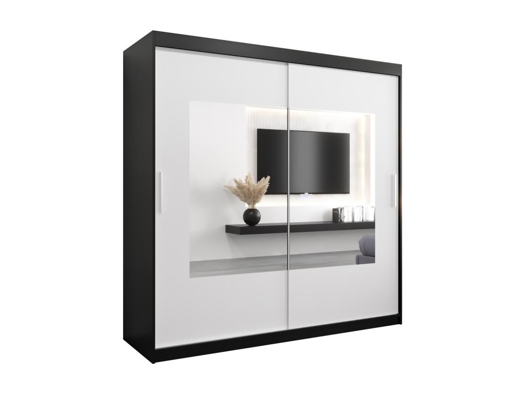Armario Torino de puertas correderas 200/200/62 2 puertas (negro/blanco)