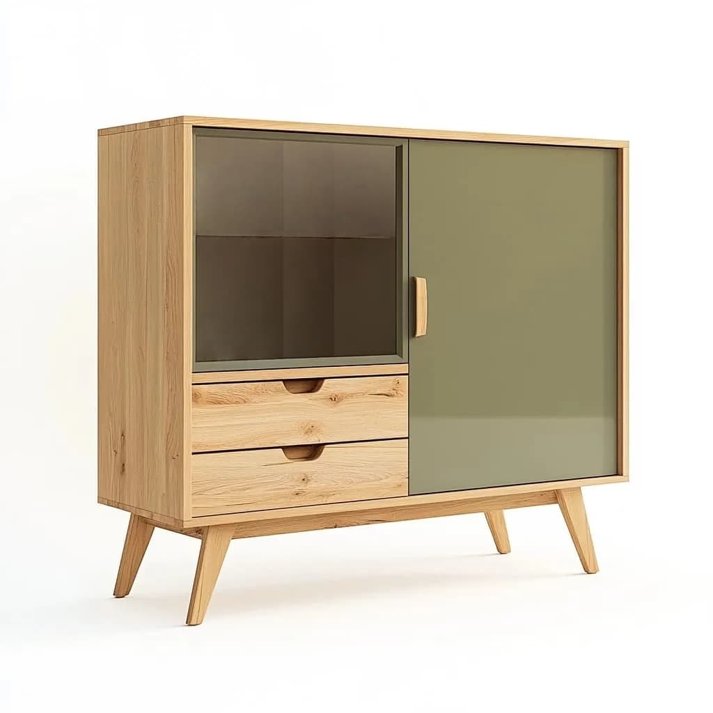 Vitrina Madera Roble Vidrio Verde 90x40x120 cm