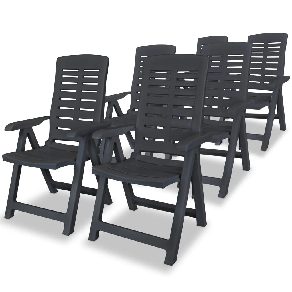 vidaXL Reclining Patio Chairs Outdoor Stack Dining Chair with Armrest Plastic - Image 25