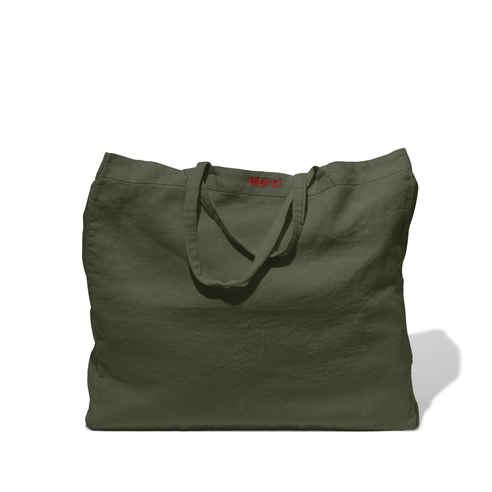 Cabas en lin lavé - Vert Oxyde