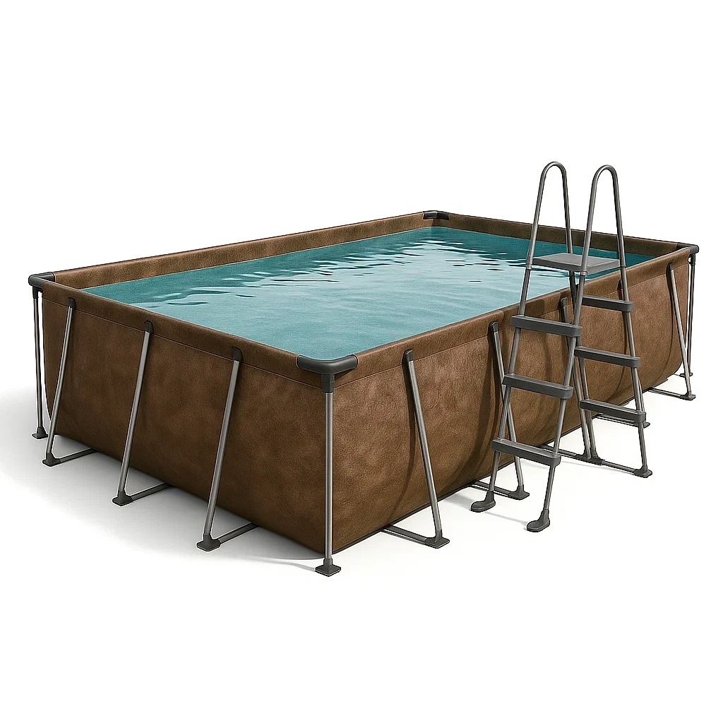 Piscina tubular rectangular desmontable acero 532x265x119 cm color marrón/gris con filtro y escalera UuLChKB186CP