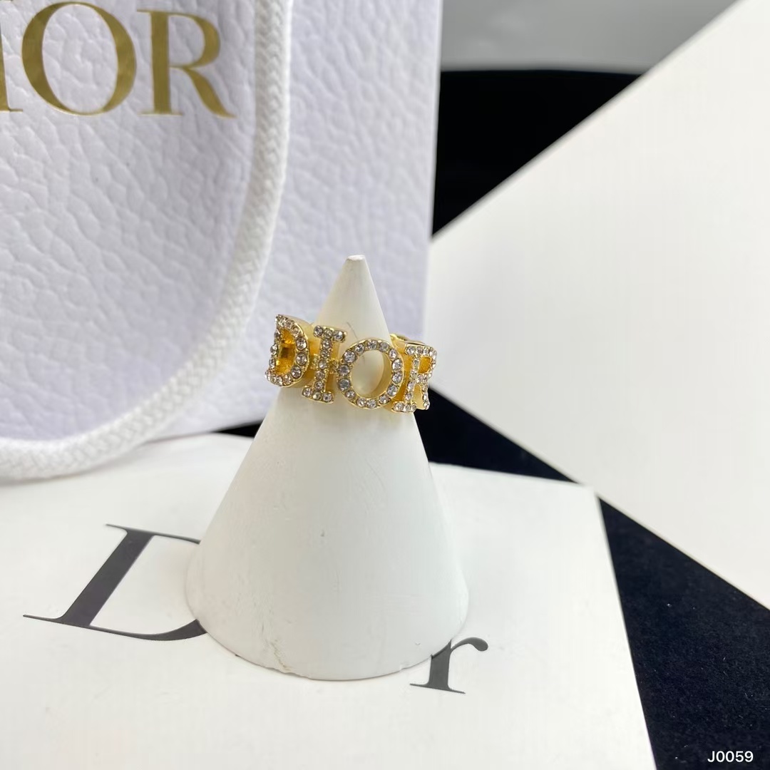 Diamond Paved Dior Letters Open Ring - Original Replica Club