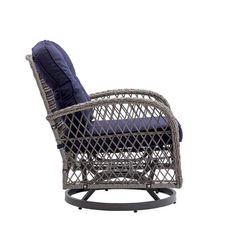 3 Pieces Outdoor Swivel Rocker Patio Chairs, 360 Degree Rocking Patio Conversation Set