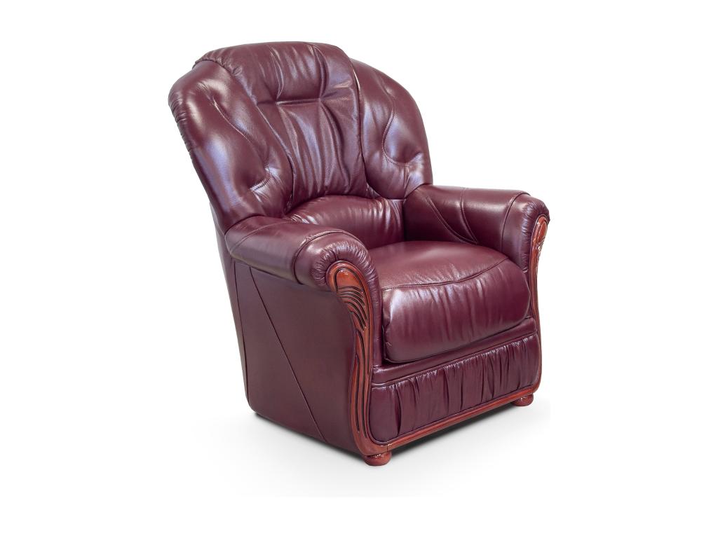 Sillón 100% piel de búfalo DAPHNE - granate