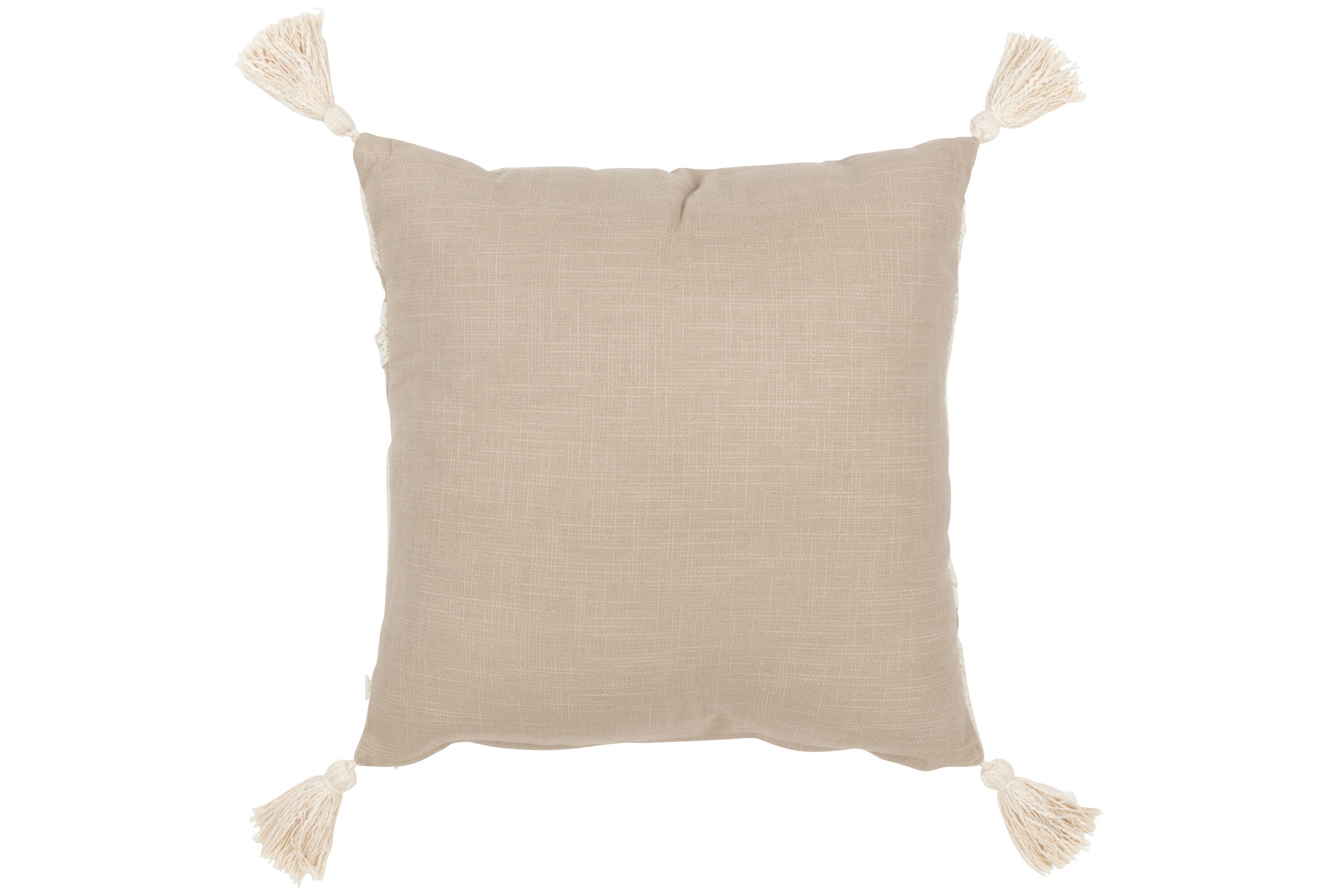 J-Line kussen Bloemen Bladeren - katoen - taupe beige