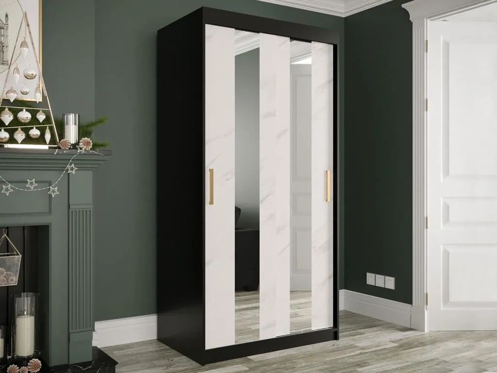 Armario Habitarluz 240 Negro mate | Mármol blanco 200x100x62cm Número de estantes - 5.00 57579ZUPY