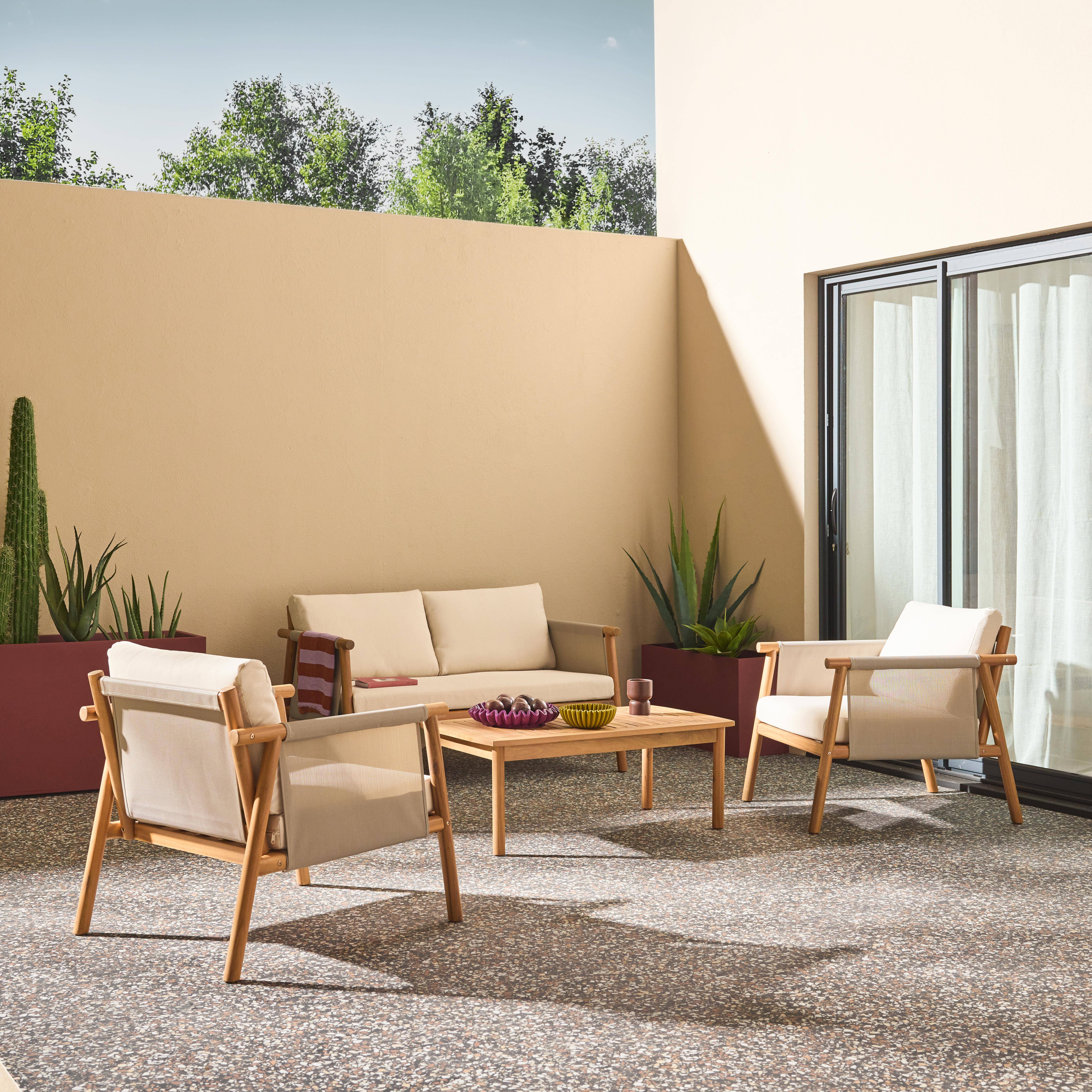 Koa - Conjunto de muebles de jardín de madera de acacia, 4 plazas
