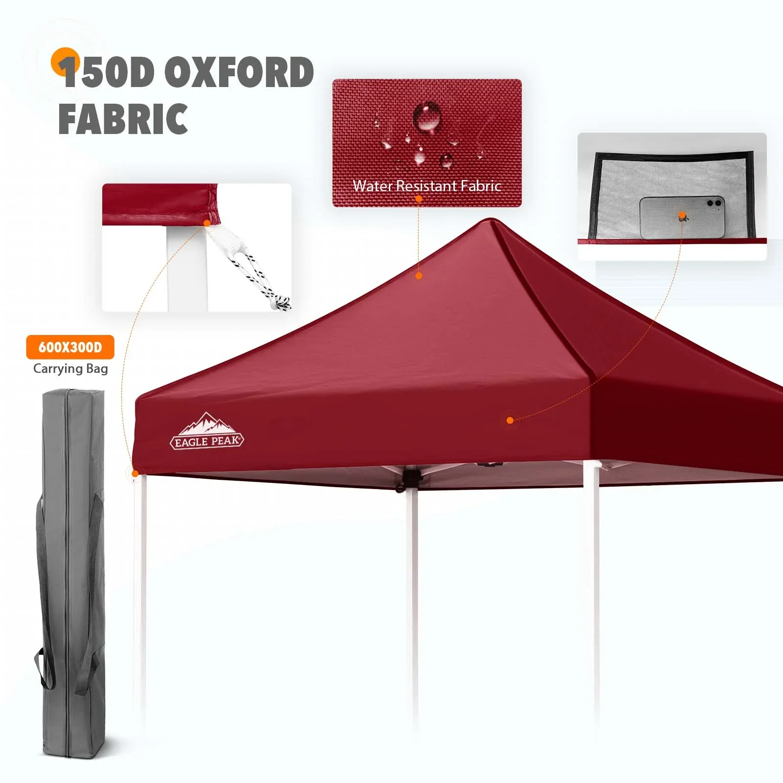 EAGLE PEAK 5x5 Pop up Canopy Tent Instant Outdoor Canopy Easy Set - up Straight Leg Folding Shelter（blue）
