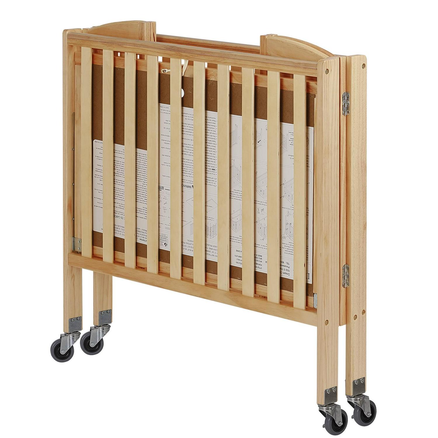 Dream On Me Birch 3-in-1 Folding Portable Mini Crib. Natural - Image 2