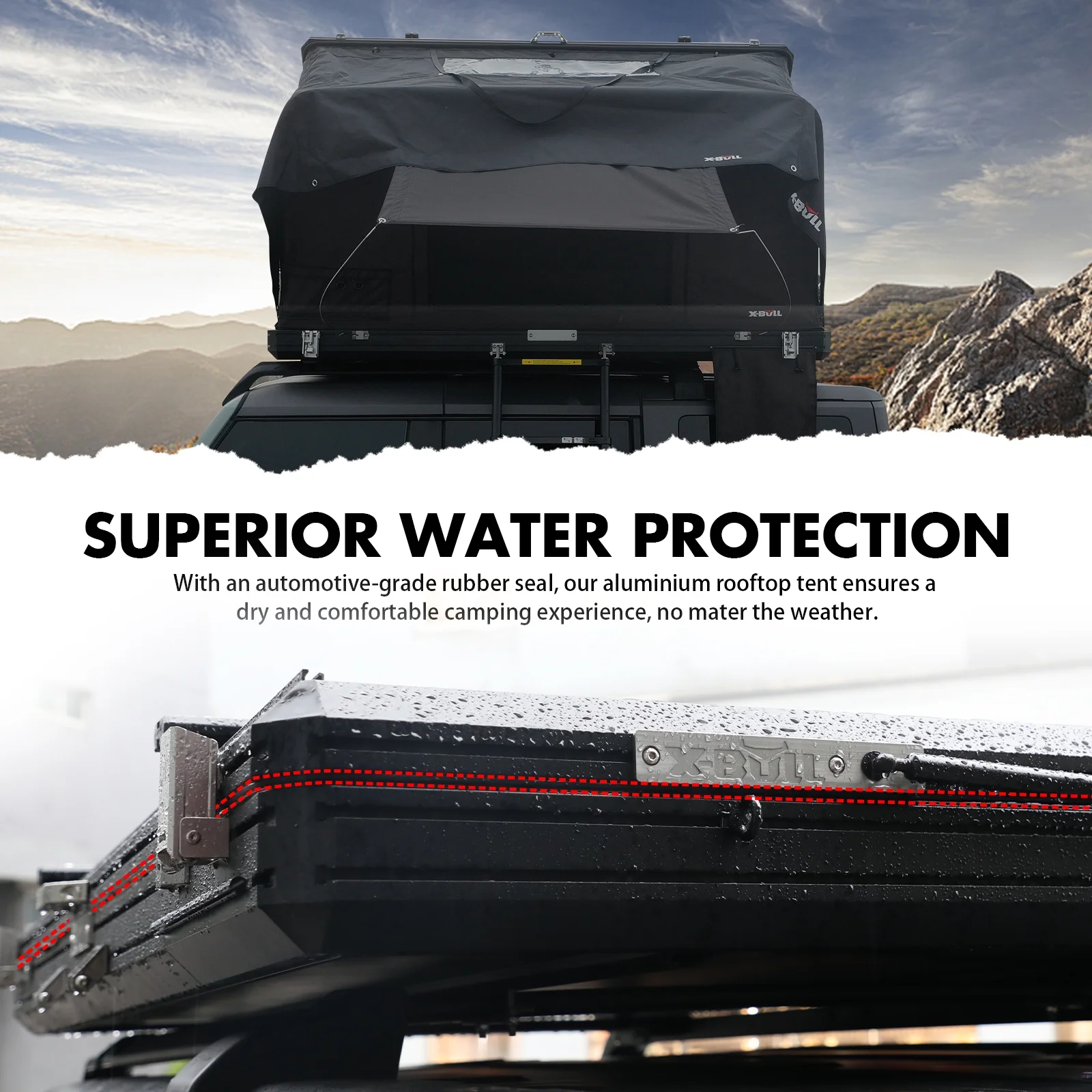 X-BULL Hard Shell Roof Top Tent with Ladder and Mattress - Image 5