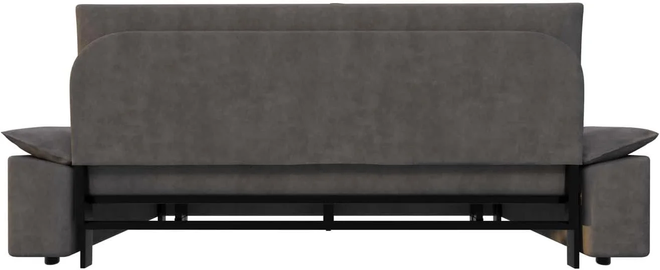 Tabaray 63.8" Futon Sofa Bed Queen Size, Pull Out Bed, 3-in-1 Convertible Sleeper Sofa with Side Pocket, Modern Plush Velvet Futon Couch for Living Room, Small Space, Apartment, Bedroom, Black - Image 63